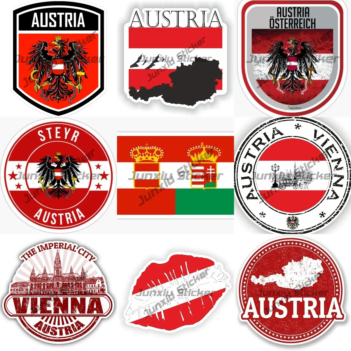 

Austria Coat of Arms Emblem Sticker Graz City Coat Upper Map Flag Austria Vienna Round Seal Flag Decal High-Quality Occlusion