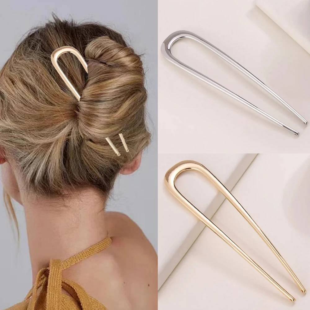 New Simple U Shaped Hairpin Metal Hair Sticks U French Hair Clips Pins Fashionable Hair Jewelry Accessories for Women Wholesale