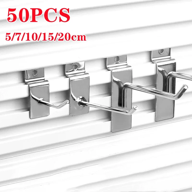 50 Buah Kait Dinding untuk Papan Garasi Grid Panel Display Toko Rak Beban Berat untuk Dapur Kamar Mandi Handuk Pelat Slot Kunci Dinding