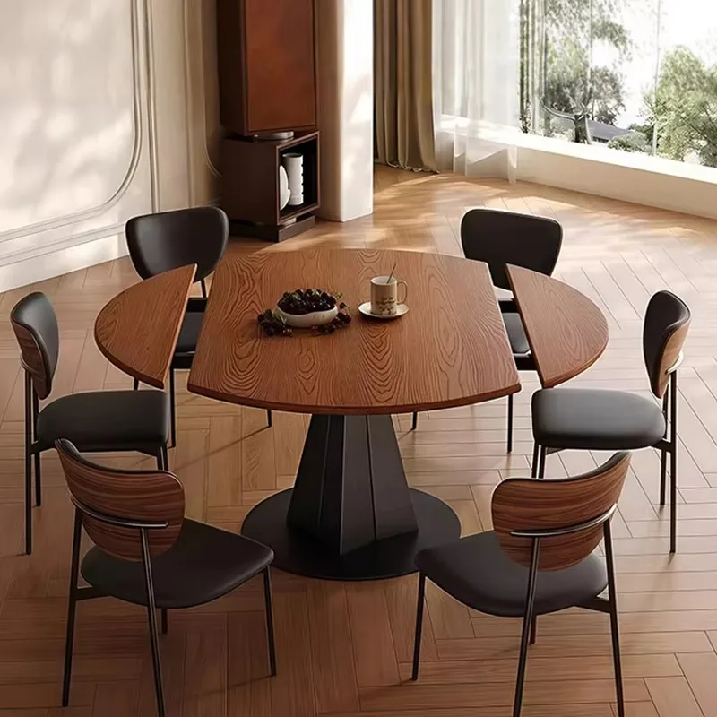 

Винтажный раскладной обеденный стол 2-в-1 оптом, набор обеденных столов из массива дерева, современный простой дизайнерский роскошный обеденный гарнитур