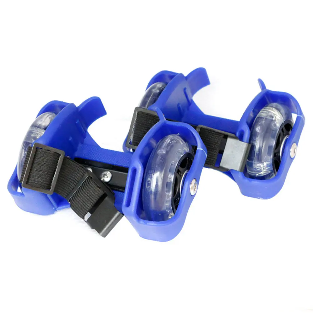 

1 Pair Heel Wheel Roller Skates Adjustable Size Flashing Light Outdoor Practice Skates Accessories Blue