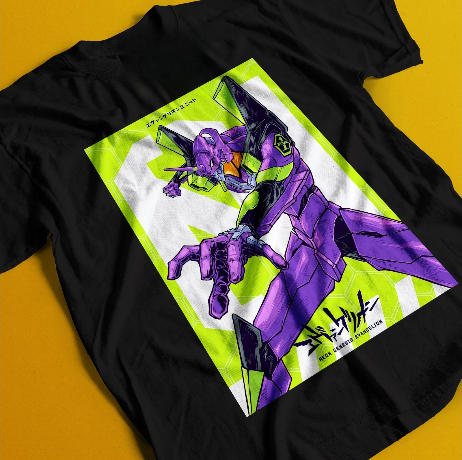 

Футболка Neon Genesis Evangelion Eva Unit 01, черная японская рубашка с аниме, все размеры, хлопковый высококачественный уличный топ