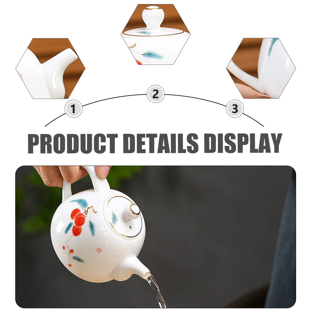 

1Pcs Hand-Painted Tea Pot Heat-Resistant Household Teapot Useful Home Office Leisure Tea Accessory Home Teapot
