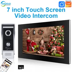 Metal Doorbell Video Intercom System With Touch Monitor 7 Inch Tuya Smart Videophone for Home 인터폰 한국형