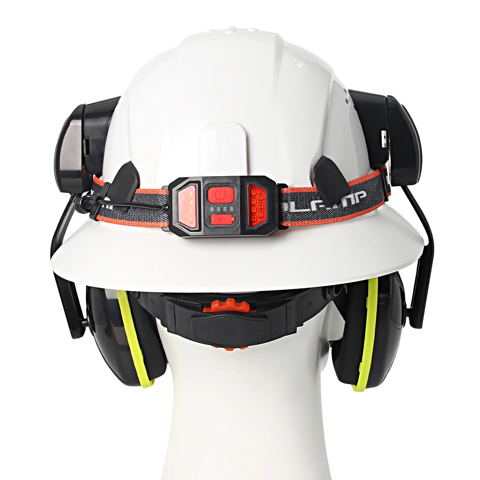 CE Full-brim Safety Cap with Head Lamp Goggles Earmuffs Breathable Construction Hard Hat Engineer Industrial Working Helmet ANSI