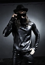 XS-6XL New 2025 Women Men's Clothing Hair Stylist Walk Show Original Non Mainstream Leather T-shirt Stage Singer Costomes