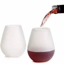 1Piece Silicone Wine Glasses 12oz Red Wine Beer Silicon Whiskey Cups Durable Shatterproof  Drinkware for Camping BBQ