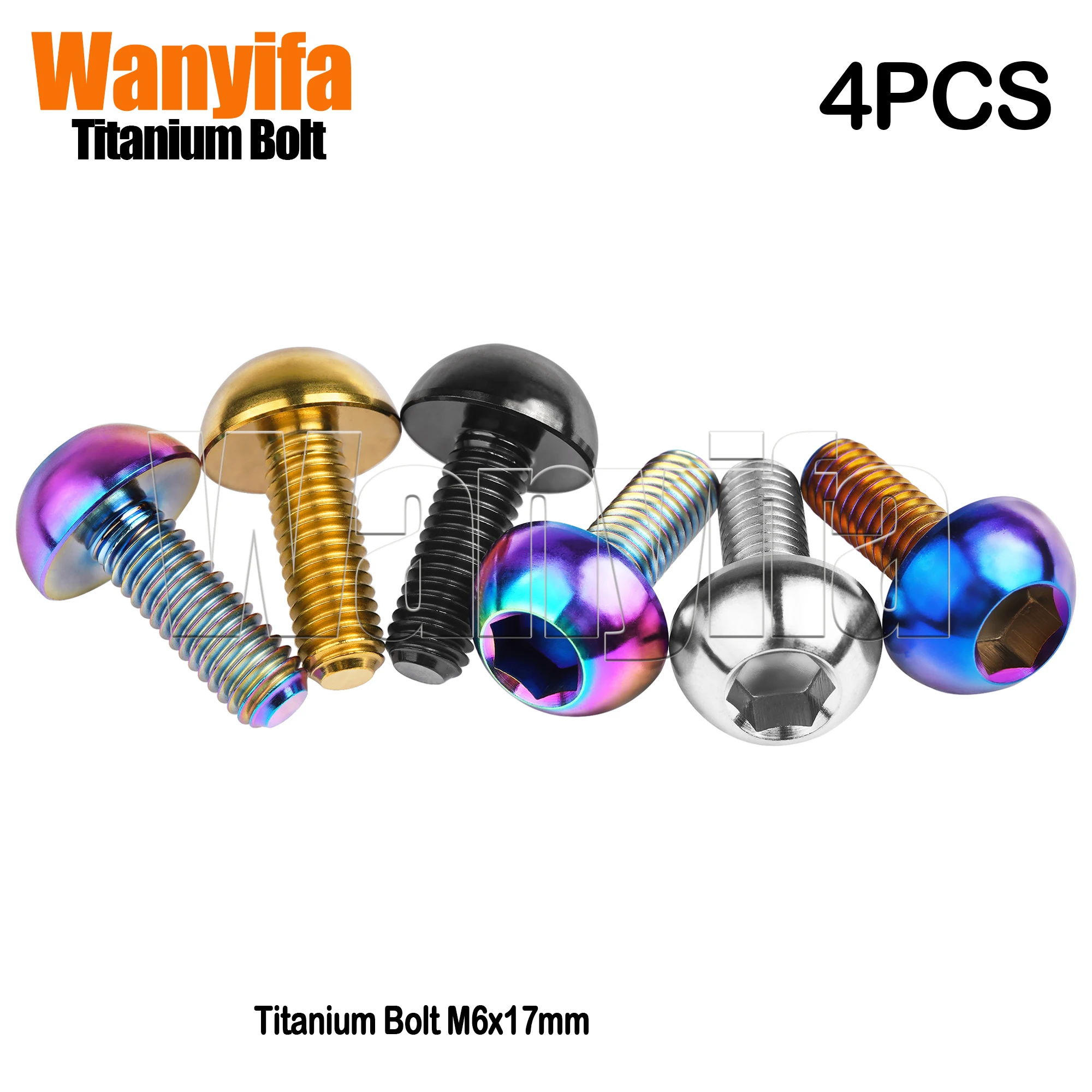 Wanyifa Titanium Bolts M6x17mm Allen Round Head Screws for Motorcycle Parts 4Pcs