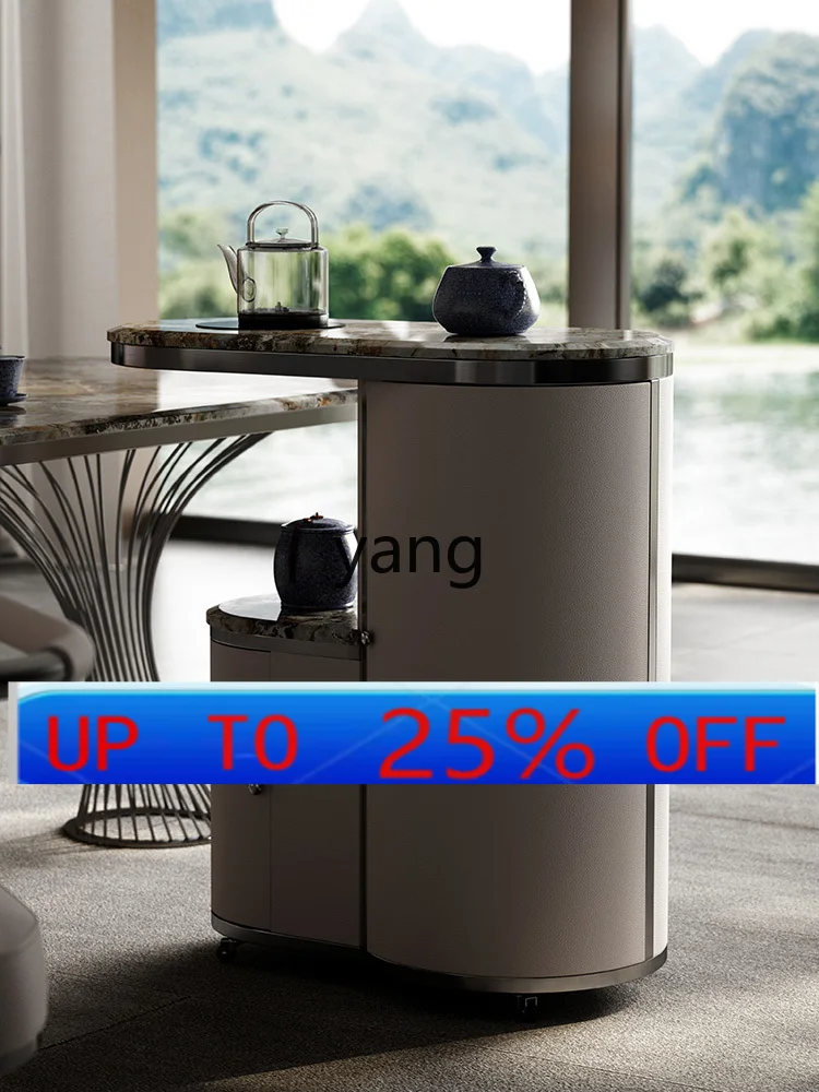 

Многофункциональный передвижной чайный столик Lcx для балкона, высококачественный, из натурального мрамора, в стиле легкой роскоши