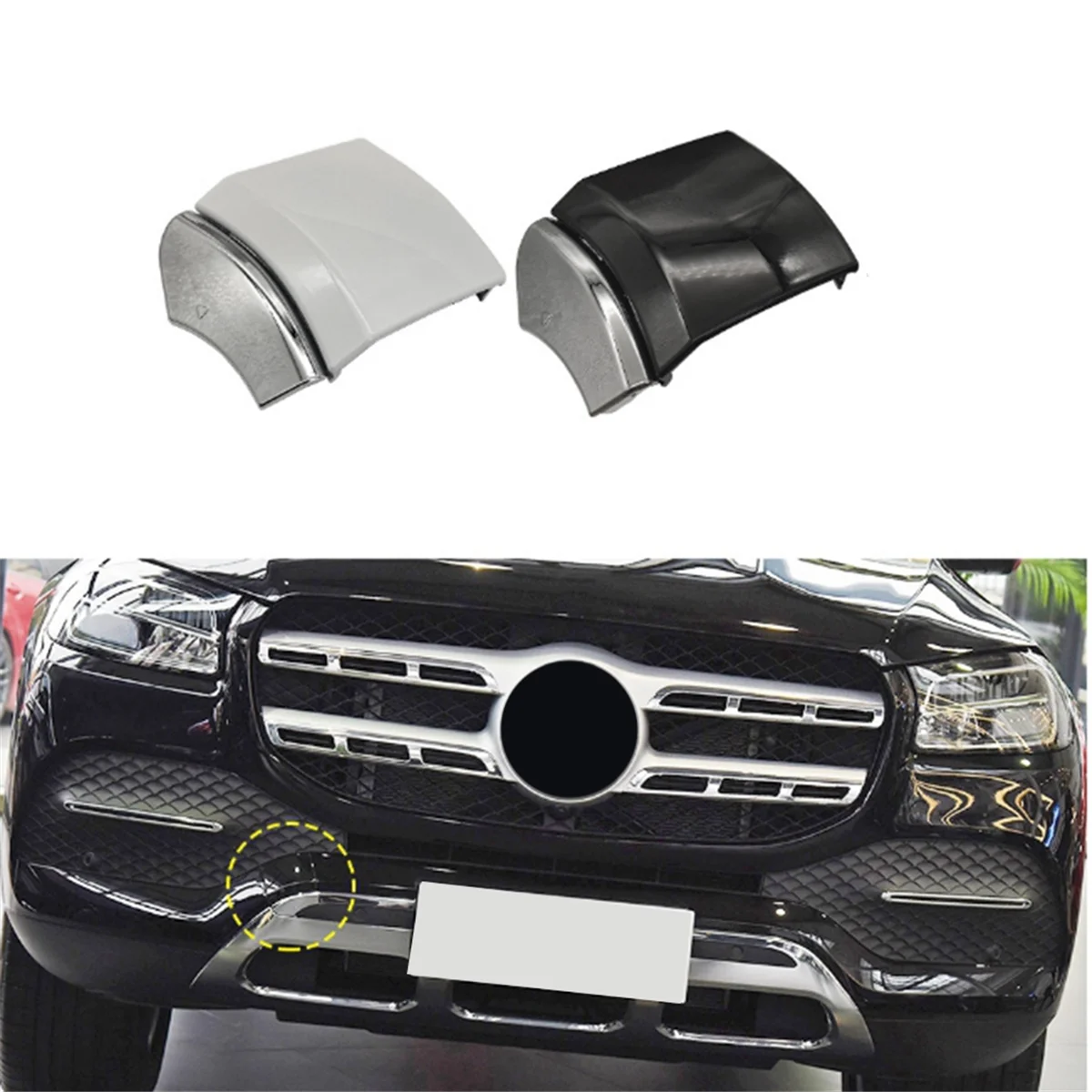 Car Front Bumper Towing Hook Cover Tow Hook Cap Painted 1678855002 for Mercedes-Benz GLS W167 2020-2023 White -N26R