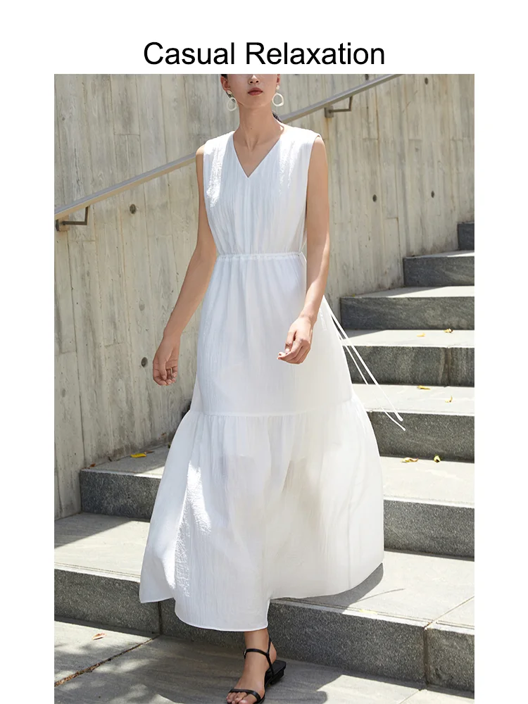 

Новинка 2026: Женское длинное платье с V-образным вырезом, приталенное, белое, для весны и лета, повседневное, модное