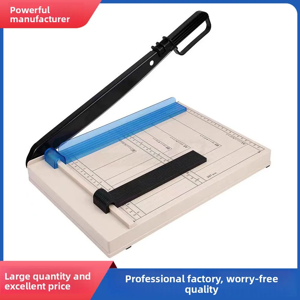 Manual A4 Paper Trimmer Guillotine Cutter with L-Shaped Hand Guard and Stainless Steel Blade for Office School Print Shop