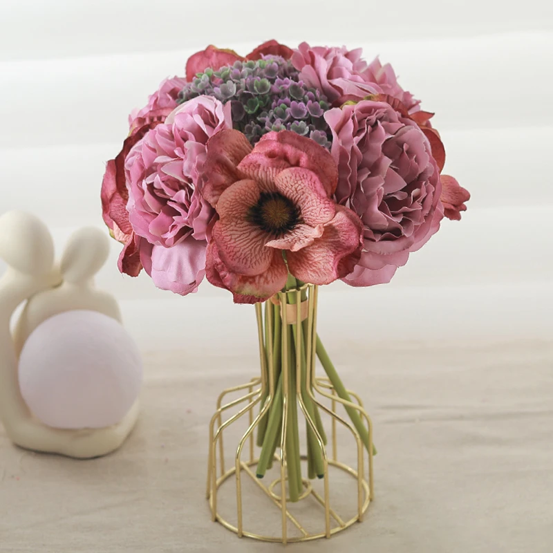 Artificial Flowers Peony Poppy Silk White Bouquet Wedding Home Decoration Christmas Living Room Table Arrange DIY Fake Flower