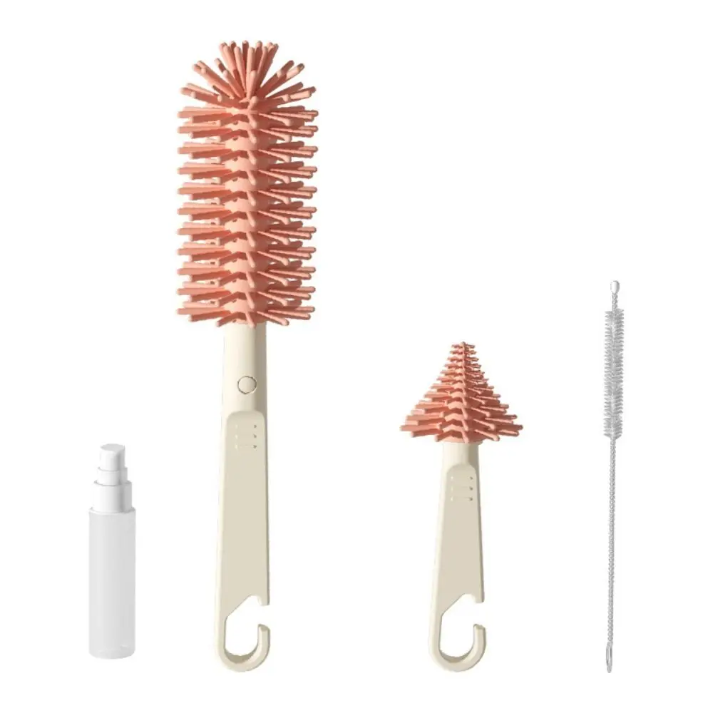 Conjunto de escova de garrafa de silicone portátil bebê fácil de limpar purificador de garrafa chupeta palha lavagem 6 em 1 rack de secagem de garrafa presentes
