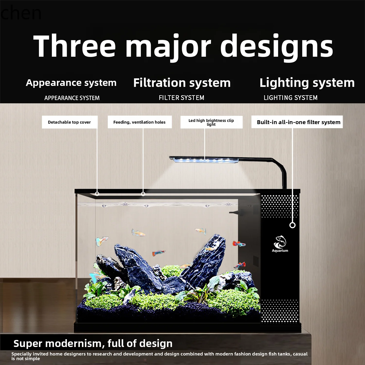 

QZT desktop self-circulation side filter ecological landscape living room office filter all-in-one machine fish tank