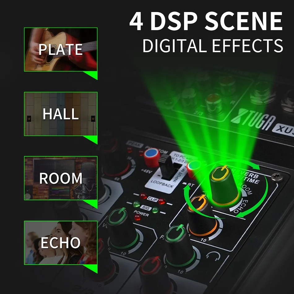 เท็น อิเทิลส์ ทีแอลเอฟ ซีทูก้า เอ็กซ์ยู3 โปรเฟสชั่นแนล พอร์ทेबल 3 แชนแนล ดีเจ คอนโซล 48วี ไมโครโฟน มินิ มิกเซอร์ รีคอร์ด อินสตรูเมนต์