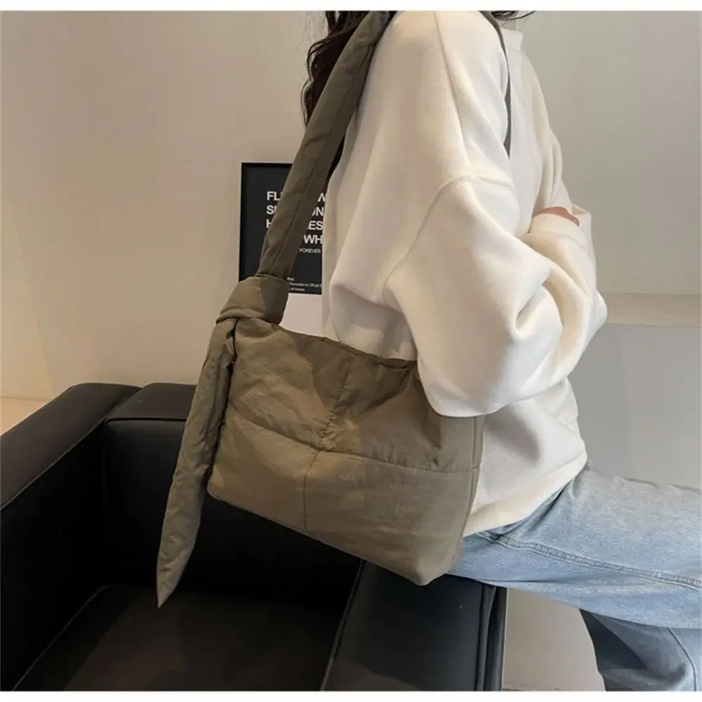 

Однотонные сумки через плечо, большие вместительные пуховые сумки с хлопковой подкладкой для подмышек, легкие стеганые сумки-тоут для женщин и девочек