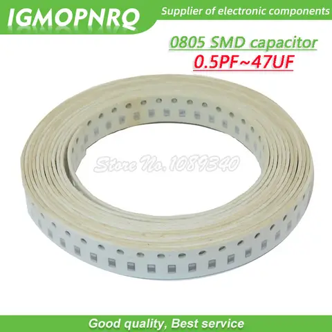 100pcs 0805 50V SMD Thick Film Chip Multilayer Ceramic Capacitor 0.5pF-47uF 10NF 100NF 1UF 2.2UF 4.7UF 10UF 1PF SMD capacitance