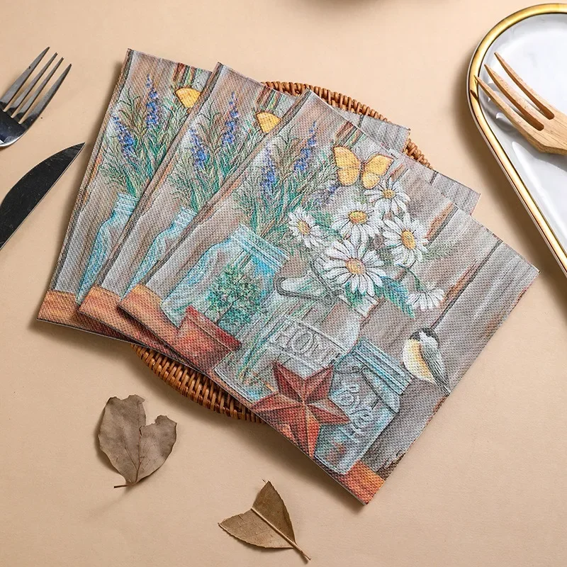 

20Pcs 33x33cm Flower Printed Disposable Paper Napkins Crafts Table Dinner Tissues Wedding Party Decoration