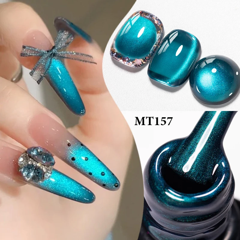Esmalte de Gel magnético Night Elf Cat, efecto de cuentas de vidrio azul y rojo, barniz de Gel UV semipermanente para remojar, manicura, arte de uñas DIY
