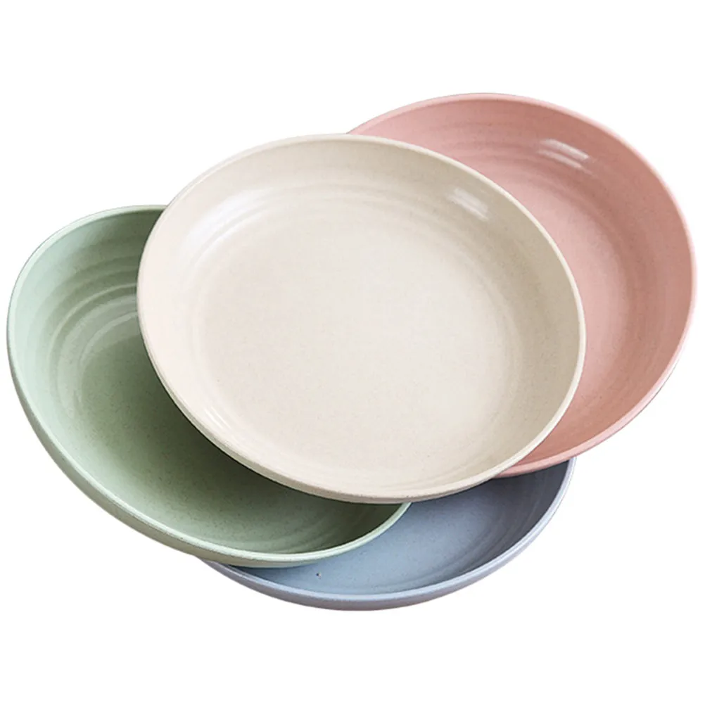 4Pcs Wheat Stalk Food Plate Chic Visual Effect Multi Purpose Fruit Snack Dessert Salad Serving Dish Dishwasher Safe Home Cafe