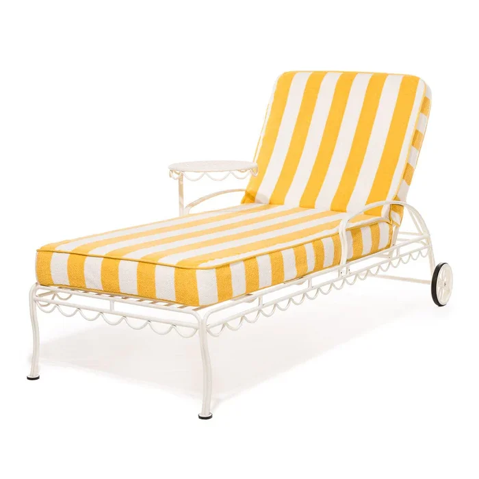 Hodon high-end custom yellow and white striped summer classic outdoor sunscreen adjustable lounge chair