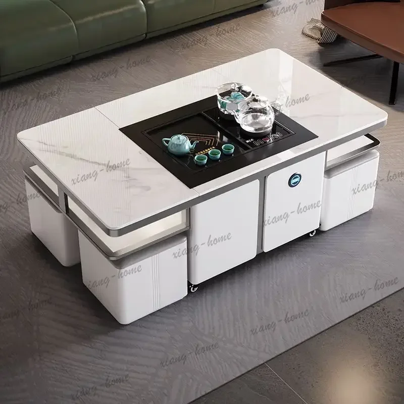 Factory Direct Modern Extendable Coffee Table Black European Saving White Coffee Table Center Luxury Mesa De Centro Sala Living