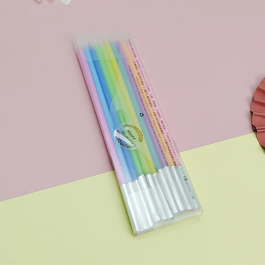 10PCS Buntstift Gewinde Kerzen Alles Gute Zum Geburtstag Kinder Party Kreative Gewinde Regenbogen Kuchen verziert Kerzen – Detail 3
