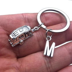 Fashion Caravan Key Ring Trailer Camper Keychain Initial Keyring 26Letter Choose Holiday Travel Key Ring Fob Gifts Souvenir