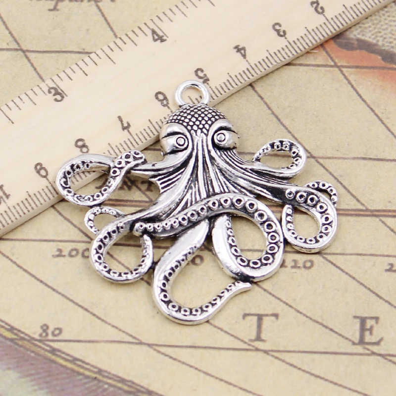 5 sztuk Charms Octopus 59x57mm tybetański kolor srebrny wisiorki antyczne tworzenie biżuterii DIY Handmade Craft