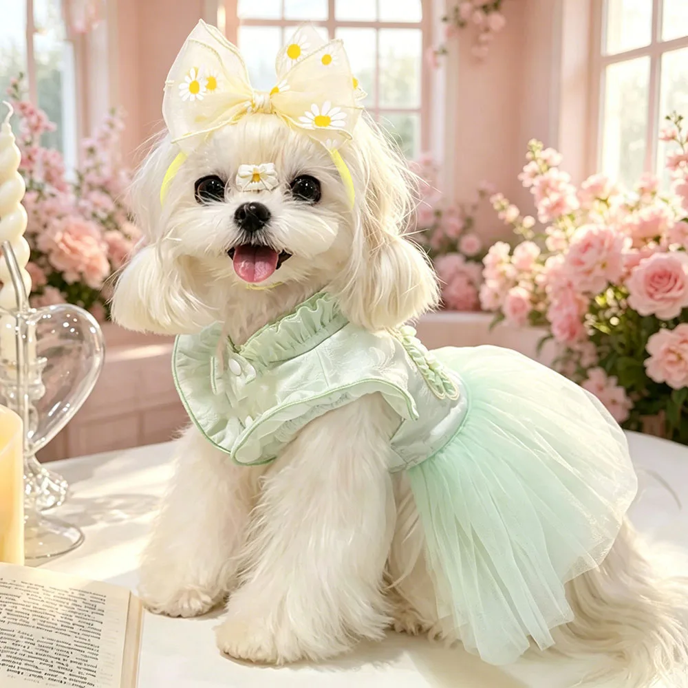Lazo con margaritas para perros y gatos – Ajustable y decorativo para cachorro - imagen 4