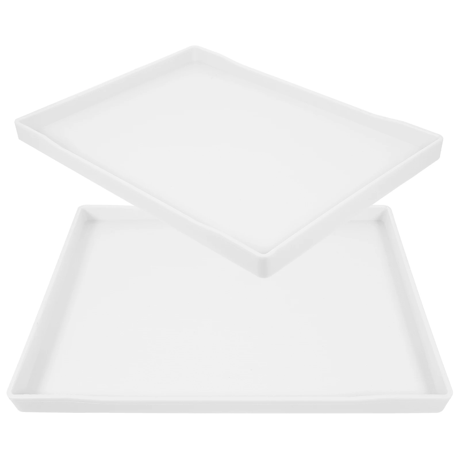 

2 Pcs White Anti Slip Serving Tray for Hotel Bathroom Thickened Rectangular Snack Fruit Dessert Plates Storage