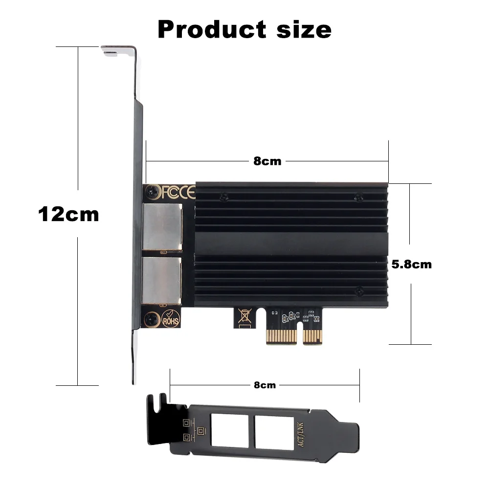 2500Mbps PCIe Network Card Dual Port Pcie To RJ45 Intel I225 Gigabit Ethernet 100/1000M/2500M RJ45 LAN PCIe Adapter For PC