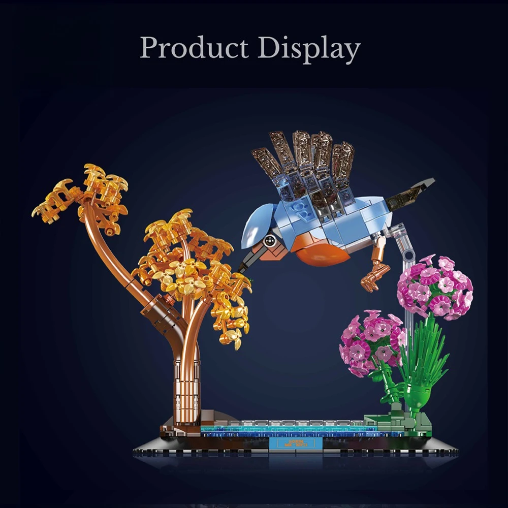 MOC الأبدية روبن زهرة زخرفة سلسلة اللبنات مجموعة شجرة الغابات منزل الطيور فكرة لعب للبالغين هدايا عيد الميلاد #2