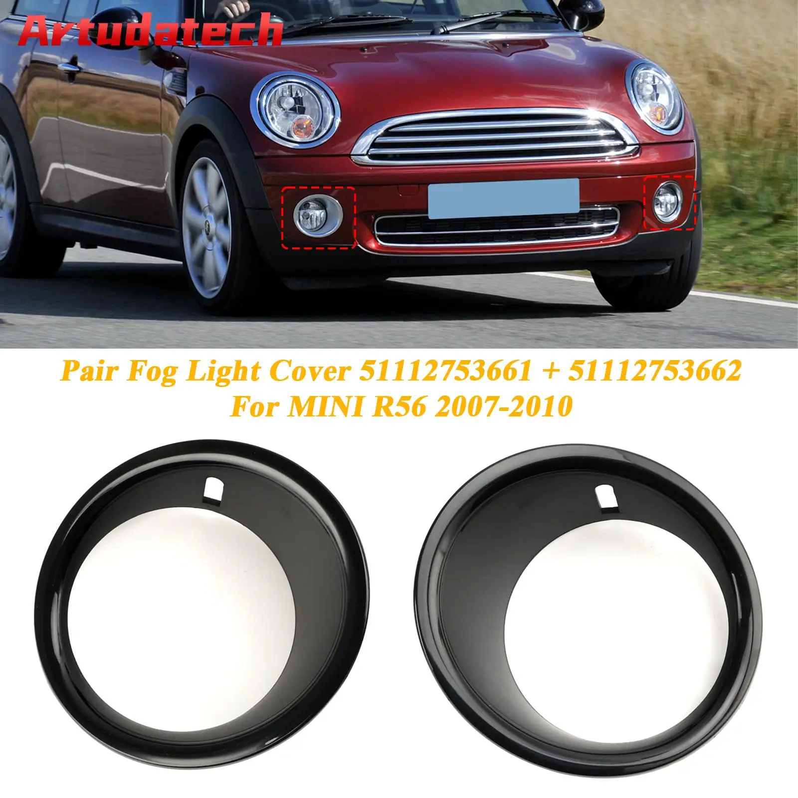 

Artudatech Front Bumper Fog Light Lamp Cover Bezel For Mini Cooper R55 R56 R57 2007-2010