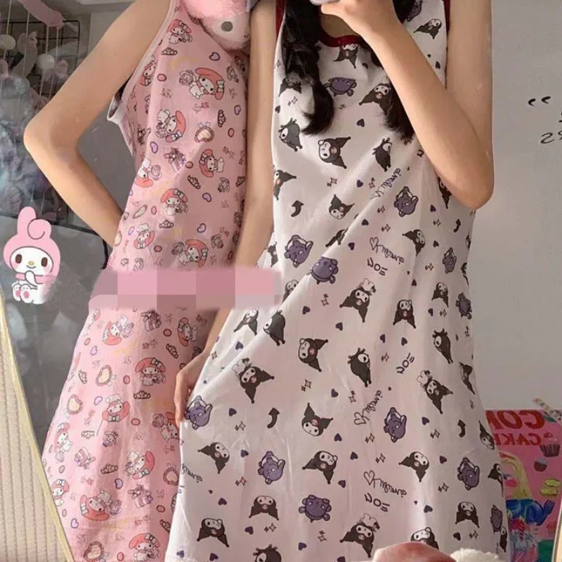 

Sanrio Japanese Cute Sleeveless Hello Kitty Home Dress Loose My Melody Summer Student Sweet Pajamas Girl Kuromi Home Tank Dress