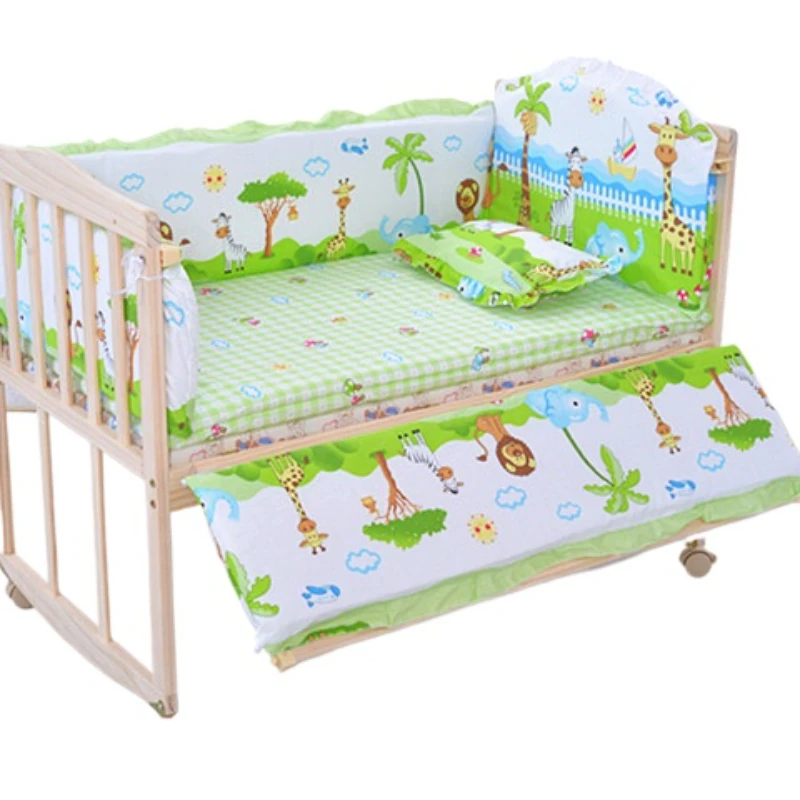 Crib  soft frbric 5 in 1  90cm long  50cm wide cotton baby bedding full set of  mattress fence  baby playpen not include bed