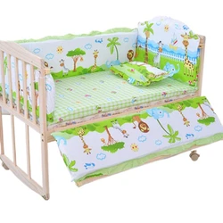 Crib  soft frbric 5 in 1  90cm long  50cm wide cotton baby bedding full set of  mattress fence  baby playpen not include bed