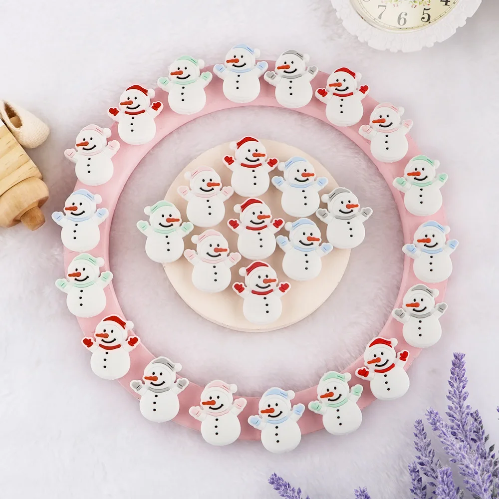 

5/10Pcs Silicone Beads Christmas Focus Beads Food Grade For Jewelry Making DIY Pacifier Chain Bracelet Pen Keychain Accessories