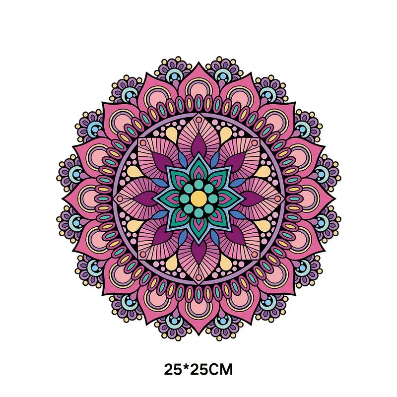 Fashion Mandala Flowers Thermo Stickers on Clothes Heat Transfer Appliques Iron on Patches Fusible Sticker Custom Patch