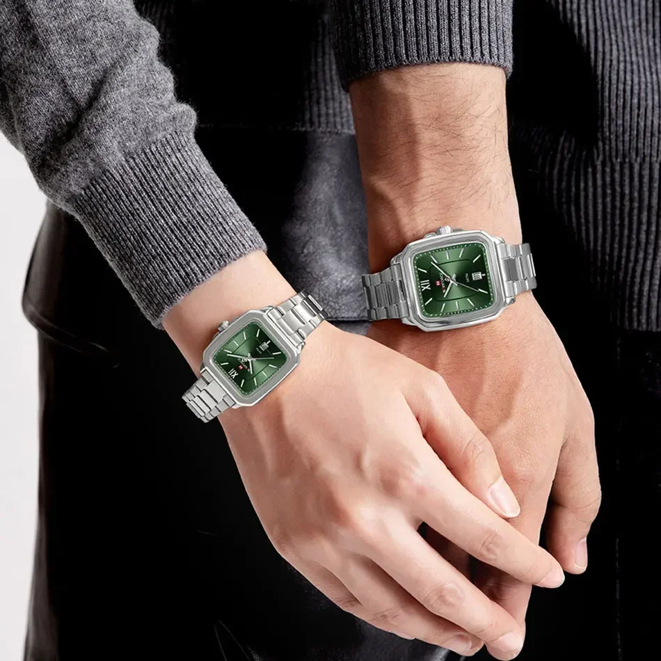 أعلى العلامة التجارية NAVIFORCE زوجين ووتش العلامة التجارية الفاخرة للماء كوارتز ساعة أزياء بسيطة التقويم تاريخ الفولاذ المقاوم للصدأ ووتش هدية العشاق