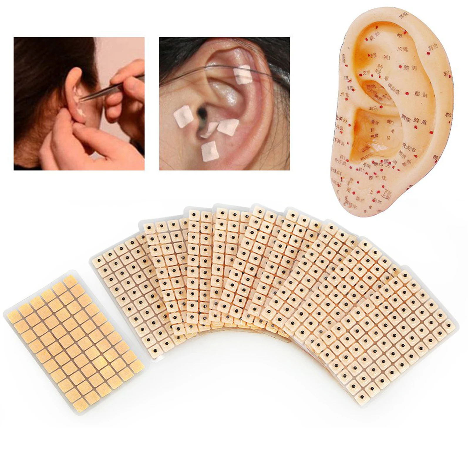 600pcs Ear Care Ear Acupuncture Massage Therapy Needle Patch Seeds Sticker Auricular Auriculotherapy Vaccaria