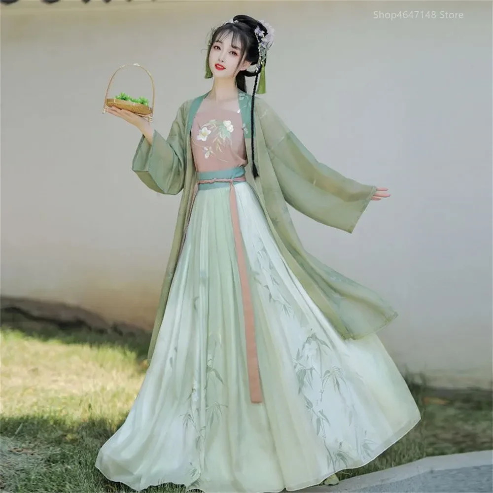 Robe Hanfu traditionnelle chinoise vintage pour femmes, robe de danse de scène, ensembles de princesse doumprimé floral élégant
