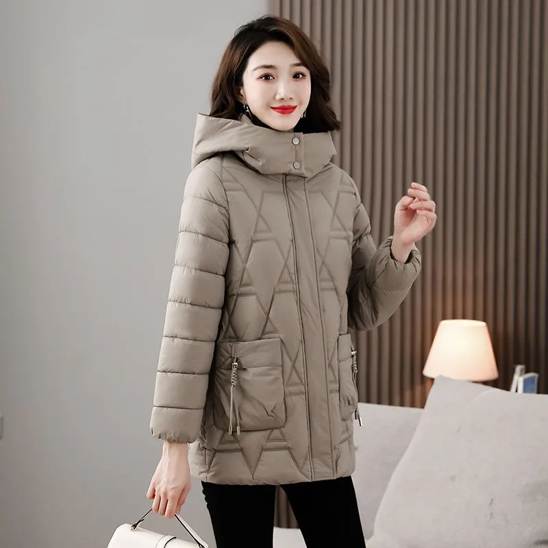 2024 Women Jacket Loose Down Cotton Coats Parkas Casual Warm Outerwear Hooded Winter Jacket Oversize Middle aged Female Overcoat