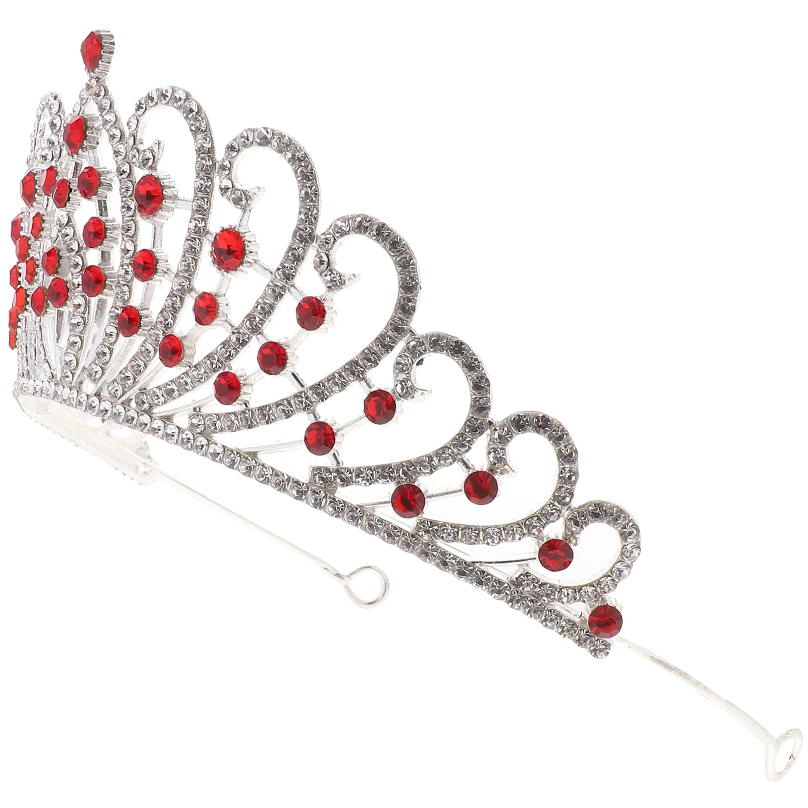 

Rhinestone Crown Silver Base Red Diamond Bridal Hair Accessory Wedding Prom Cosplay Performance Cake Decoration
