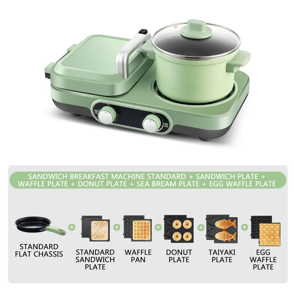 

Multifunction four-in-one Breakfast Machine Multifunctional Sandwich Waffle Maker Household Bread Toaster Ham Meat Egg Grill Pan