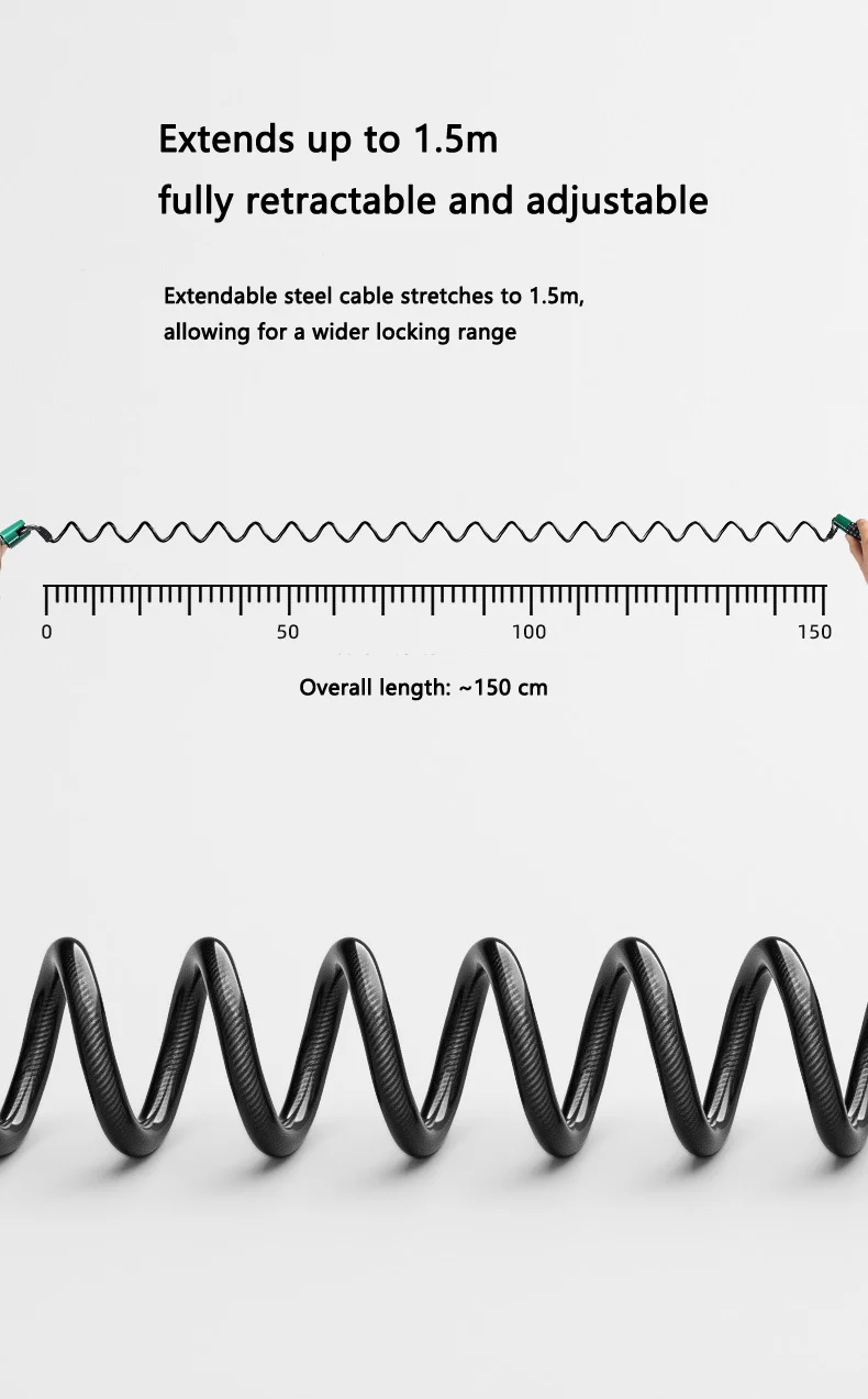 Steel Cable Helmet Lock for Bikes & Motorcycles – Anti-Theft Combination Chain Lock for Mountain Bikes, Motorcycles, and Luggage - view 4