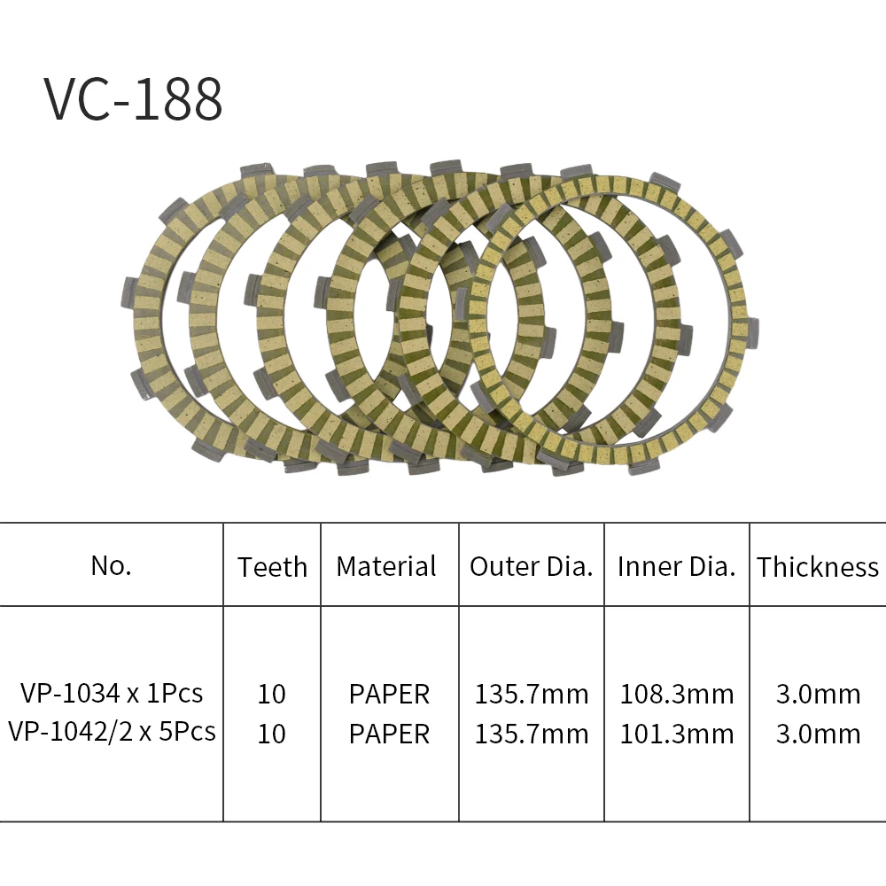 For Honda CBR250RRA  ABS 2018 to 2020 CBR250S3AL CBR250RR(MC51-130) 2022 Motorcycle Clutch Friction Plates 6PCS Paper Based Kits