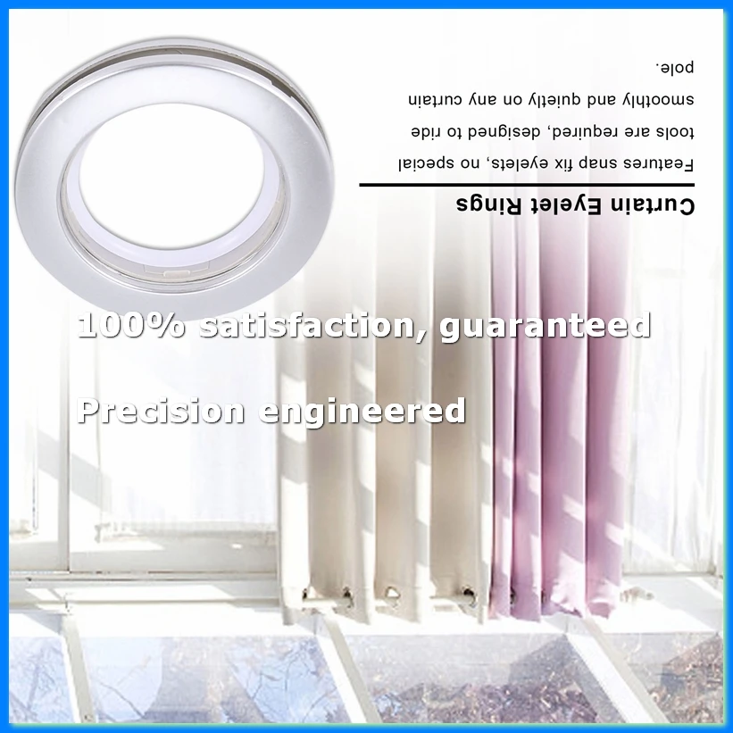 

50 Pack Curtain Grommet, Inner Diameter 43mm Curtain Eyelet Rings Nanoscale Low Noise Roman Ring (Silver)-A63M