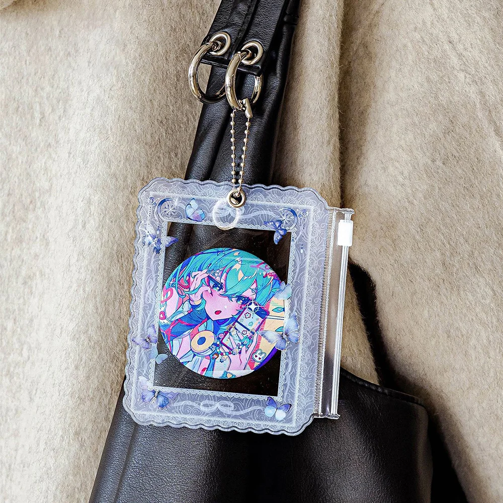 2025 4,5-дюймовый держатель для карт с мультяшным рисунком и подвесной цепочкой, защитный чехол из ПВХ, чехол для карт с бабочкой, фото идола